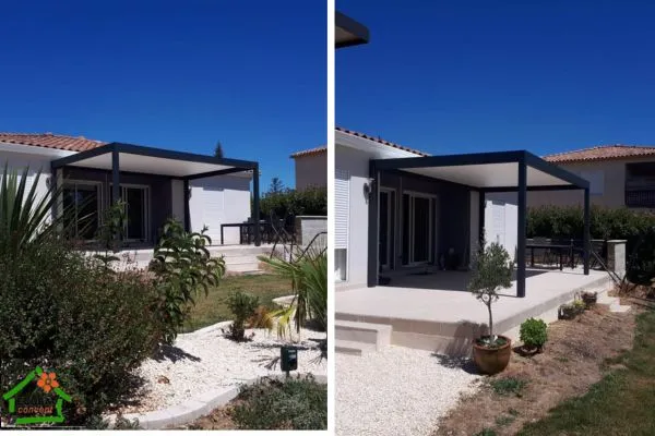Pose d'une pergola bioclimatique 4 poteaux à Saint-Christol-les-Alès - Photo 1