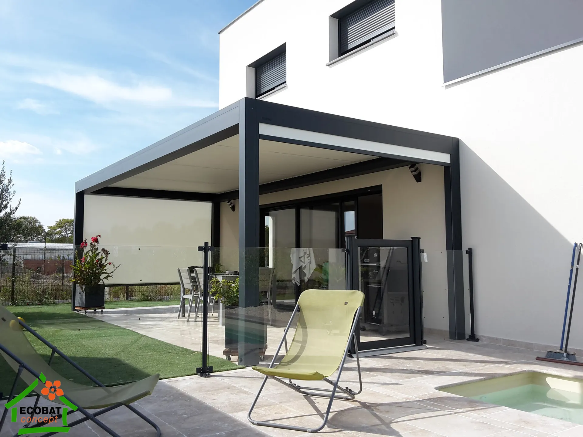 Pose d'une pergola bioclimatique BRUSTOR B200 XL à Jacou - Photo 3
